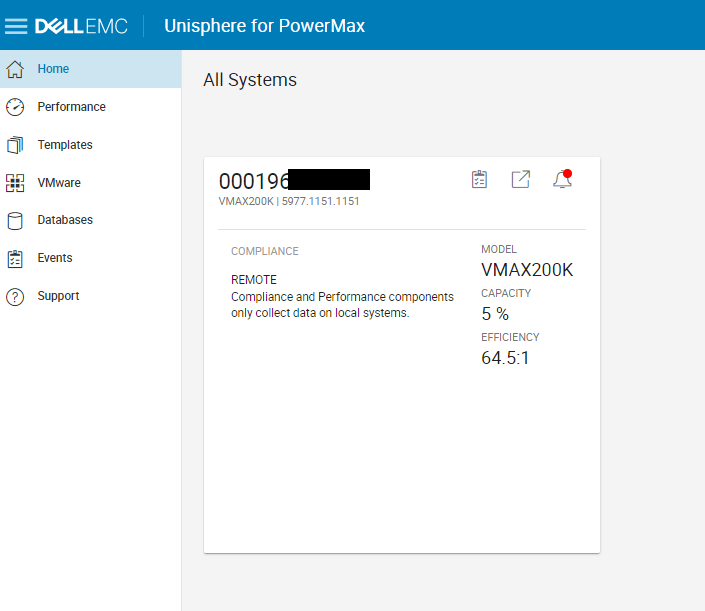 Screenshot of only remote array