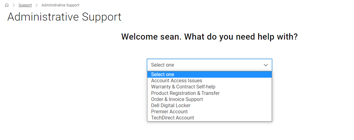 Select Account Access Issues from Administrative Support