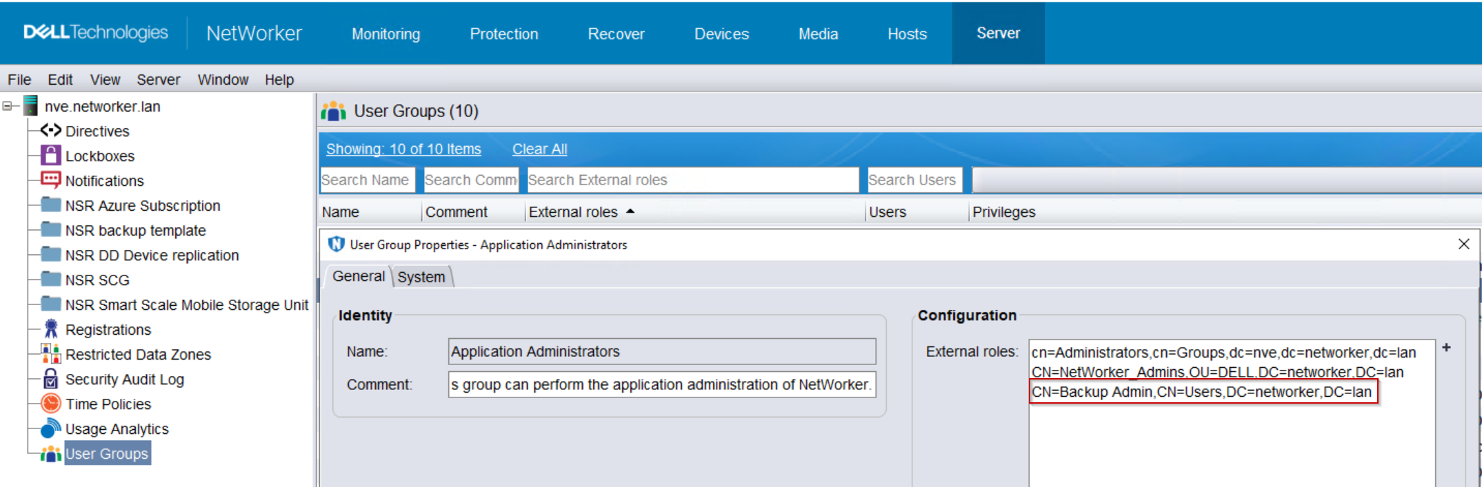 AD user DN is set in external roles field