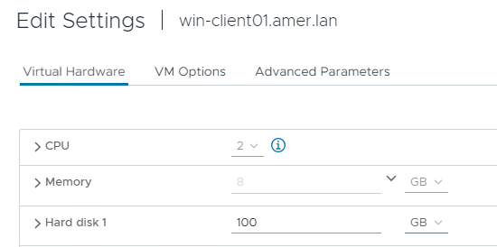 VMware provisioned size