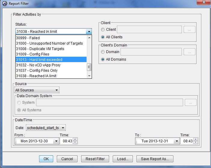 filter to allow effective reporting of clients whose hard limit has been exceeded