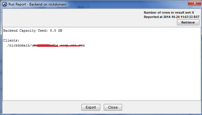 If we run a backend report on the same client we get a very different value - 8.5GB.