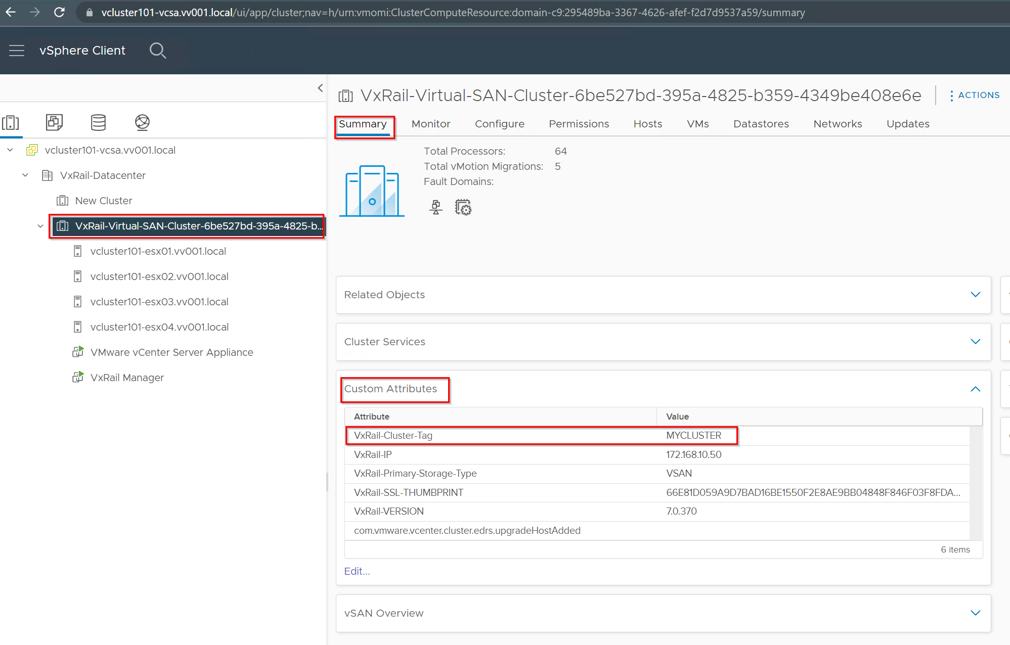 Dell VxRail: Health check fails for test 'tag_clust' | Dell US