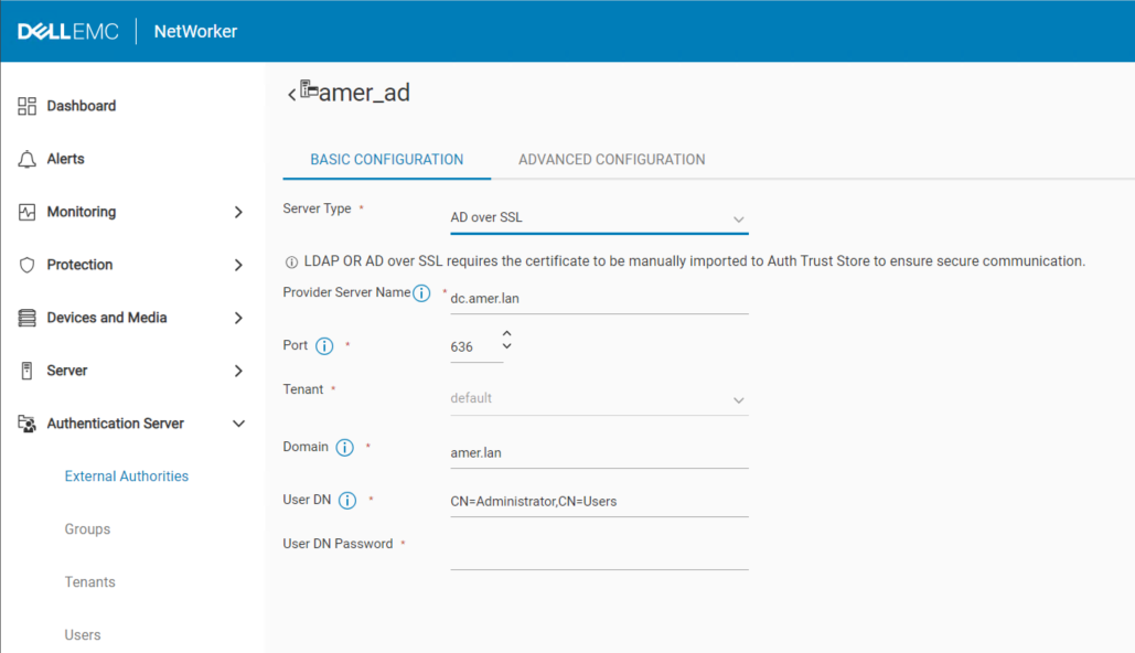 NWUI external authority wizard