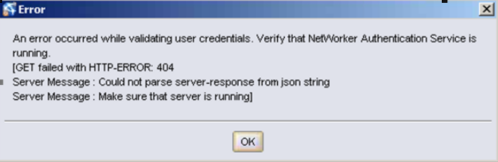 NMC reports HTTP-Error 404 during login