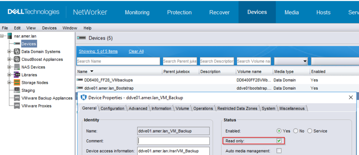 device is marked read only