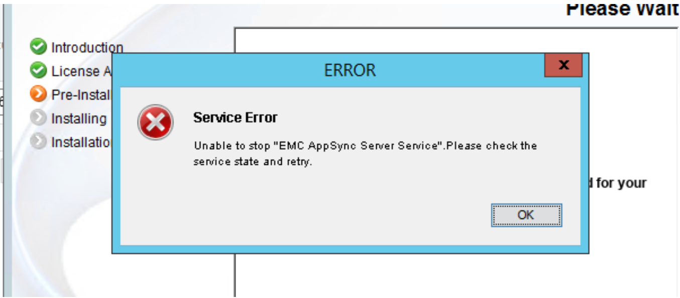 AppSync: While upgrading AppSync to version 4.2.0.0 or 4.3.0.0 a pop-up ...