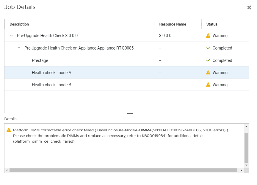 PowerStore Health Check Platform DIMM Correctable Error Check Failed