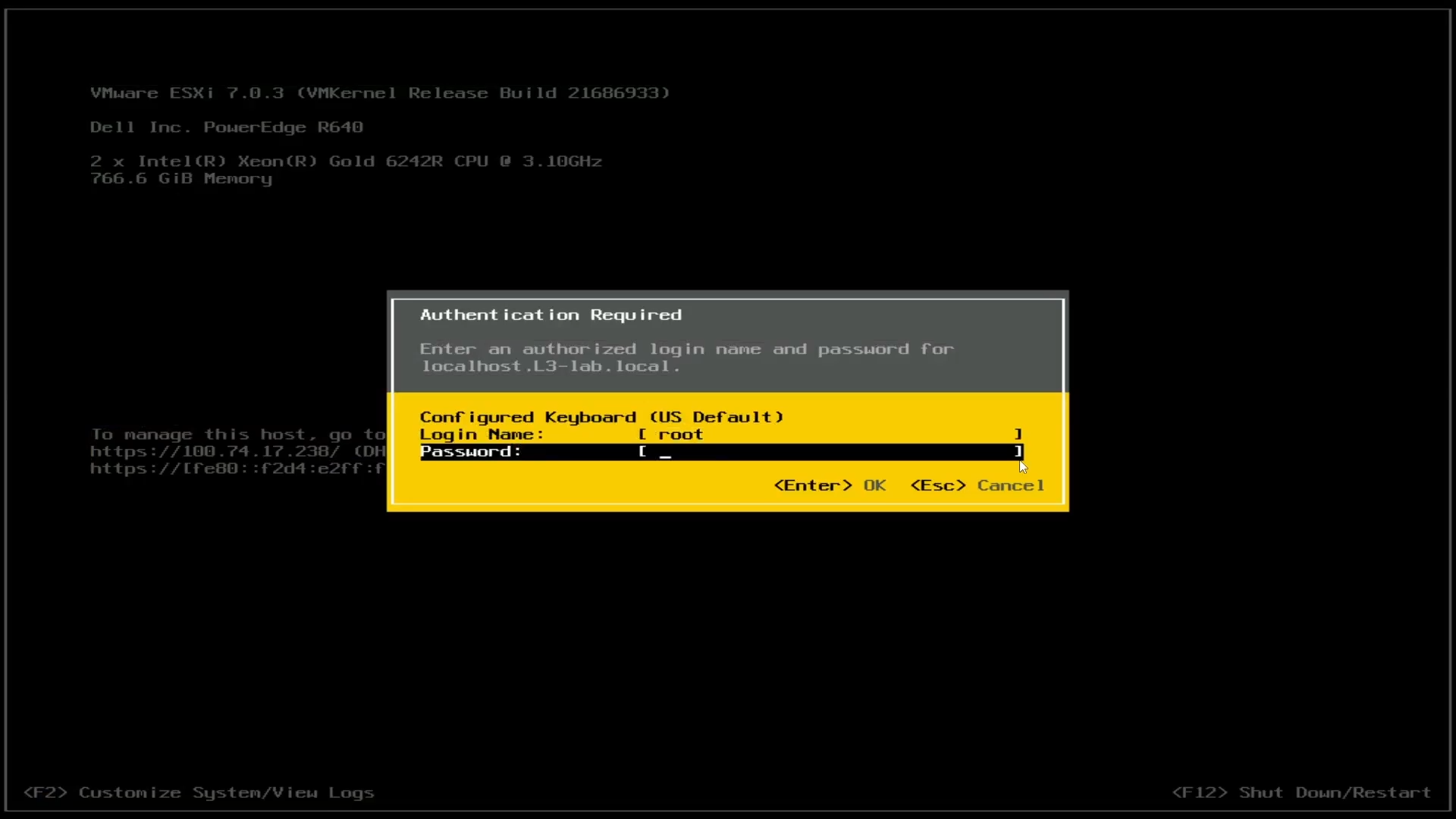 Connexion ESXi