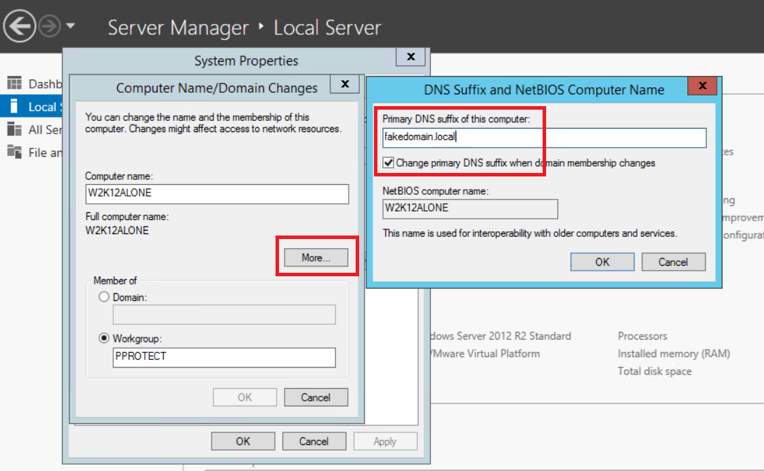Configure o servidor para adicionar nosso nome de domínio falso a seu próprio nome: