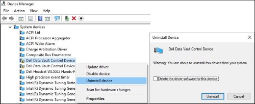 Desinstalar o primeiro dispositivo Dell Data Vault Control