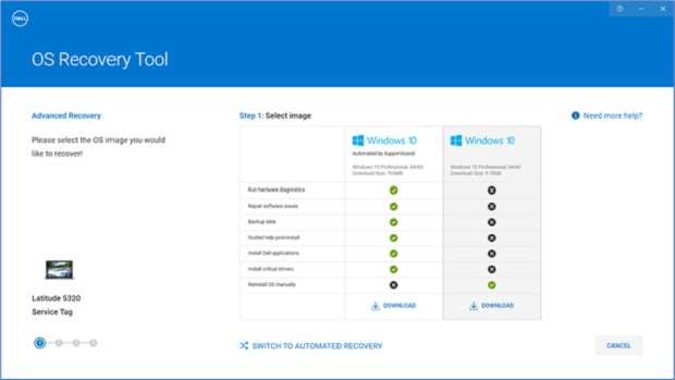 Download niet-geautomatiseerd door SupportAssist