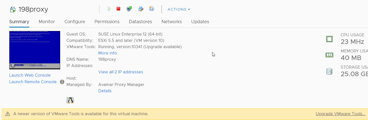 Newer version of VMware Tools is available message