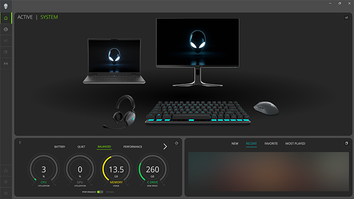 Klik op Menu Prestaties of Thermisch menu