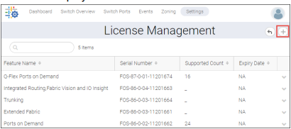 screenshot of license management window