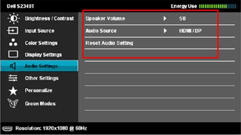 audio select OSD