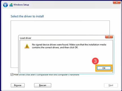 Configuración de Windows: controladores no encontrados