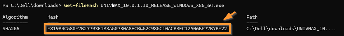 getfilehash Windows