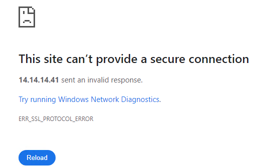 The site can't provide a secure connection