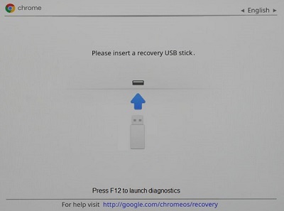 Obrazovka obnovení systému Chrome