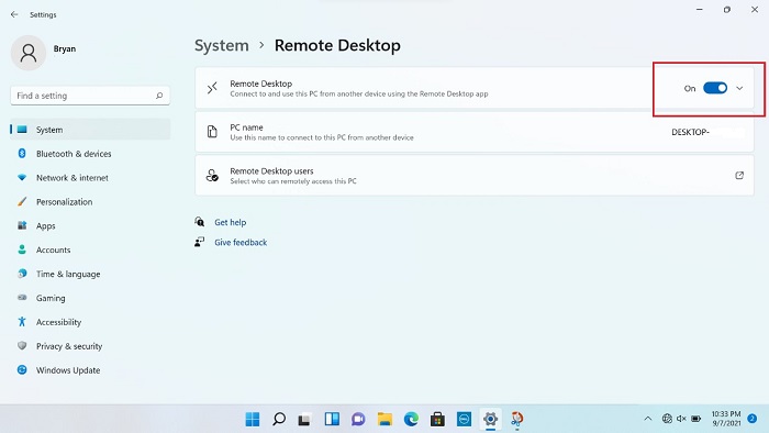 Fjärrskrivbordsskärm
