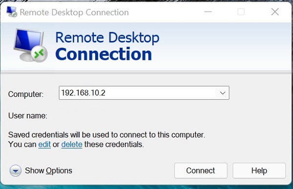 Popup-fönster för Remote Desktop Protocol (RDP)