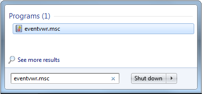 Windows-Suche, Windows-Ereignis-Viewer.exe