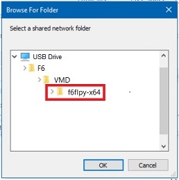 Figure 13. Browse to the driver folder on the USB Key.