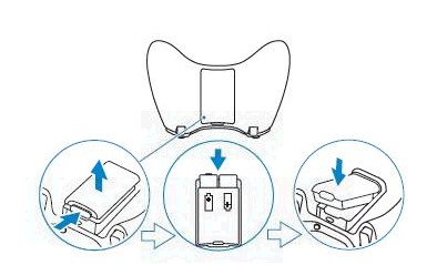Inserte las baterías en el control de Xbox.