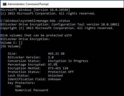 Checking Bitlocker Status using Command Line