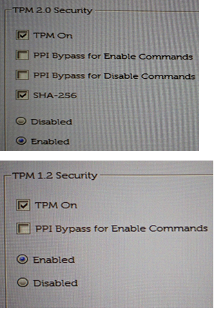 Sélectionner l’option d’activation du module TPM