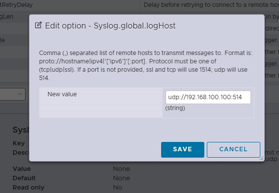 IDPA: Configuration of remote logging from ESXi to remote server Syslog ...