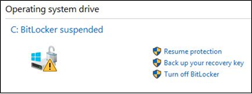 Resume BitLocker from the management console