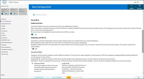 Oppsettskjerm for Intel BIOS