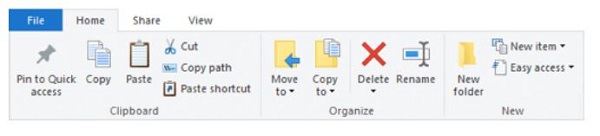 File Explorer Menu Ribbon