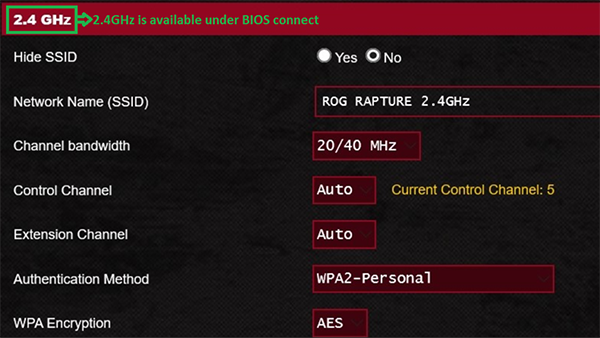 2.4 GHz is available under BIOSConnect