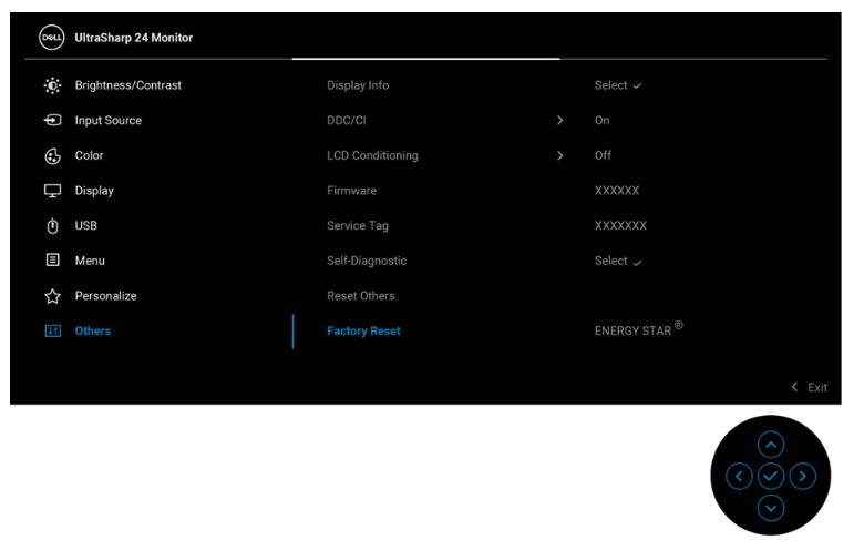 Запрос на сброс настроек по умолчанию для Dell U2724D