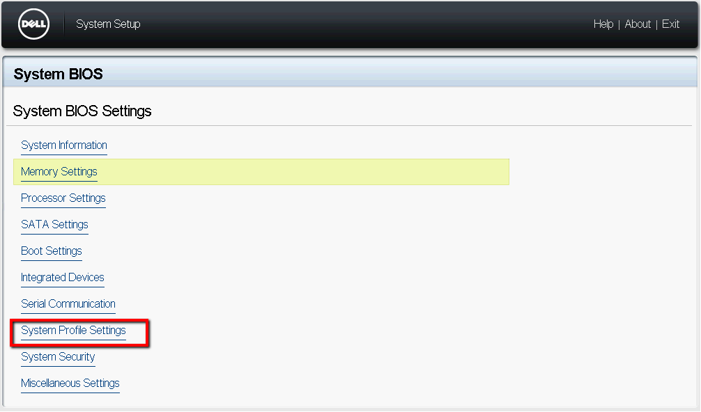 System Profile Settings