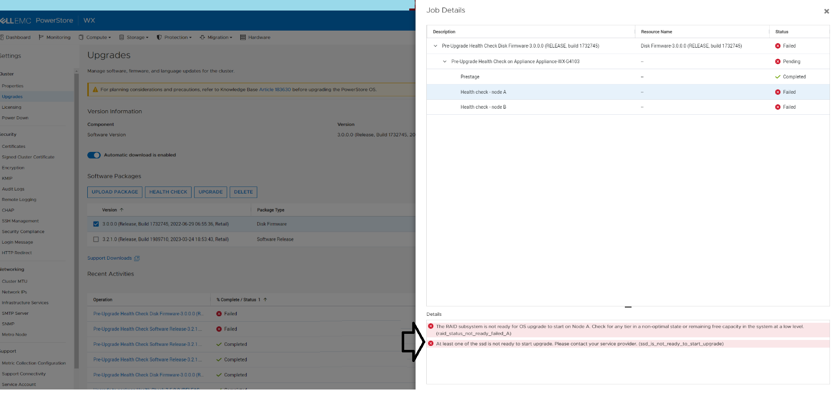 Screenshot where PUHC detects this issue