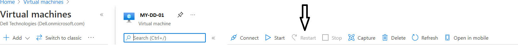Restarting VM from Azure portal