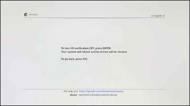 ChromeOS, slå av OS Verification