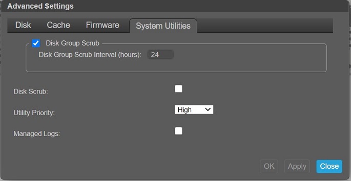 Image shows the Advanced Settings option with System Utilities sub section