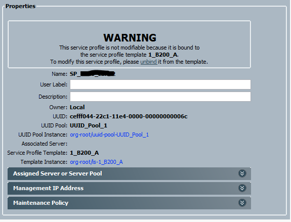 Service Profile Warning Message
