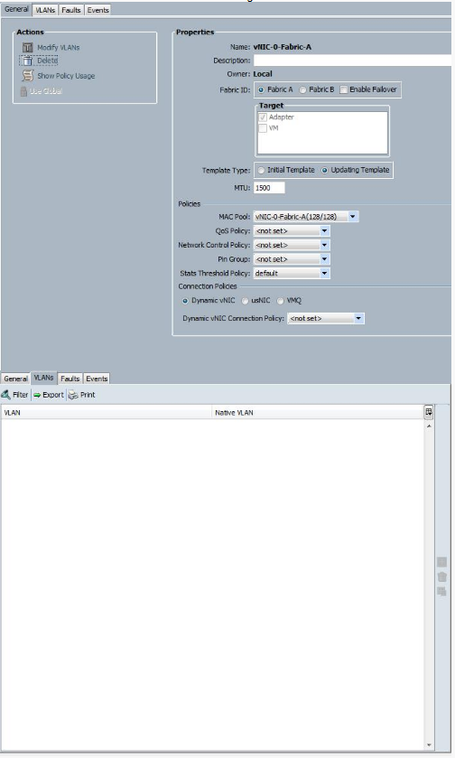 Record Settings on General and VLANs tabs