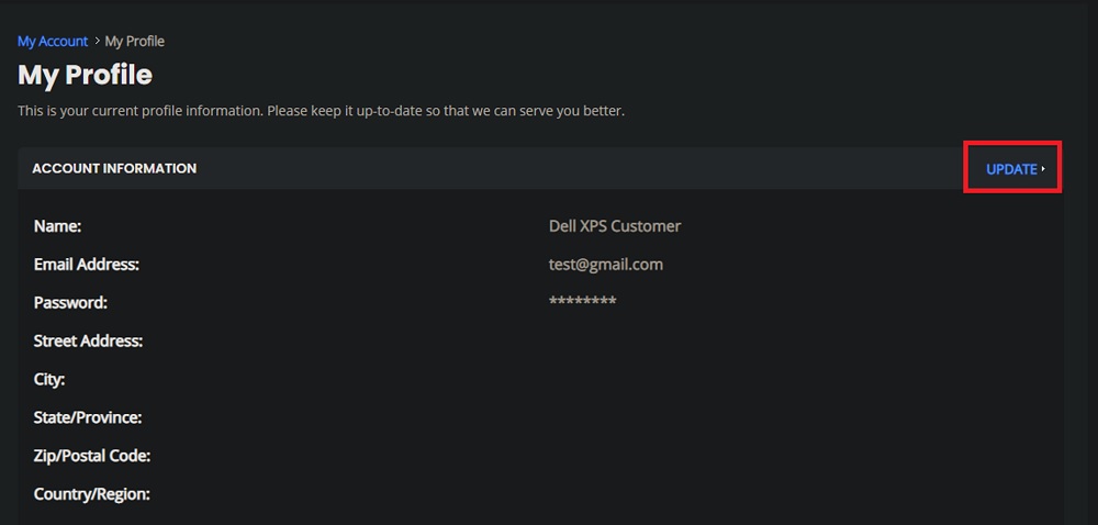 Mettre à jour mon profil