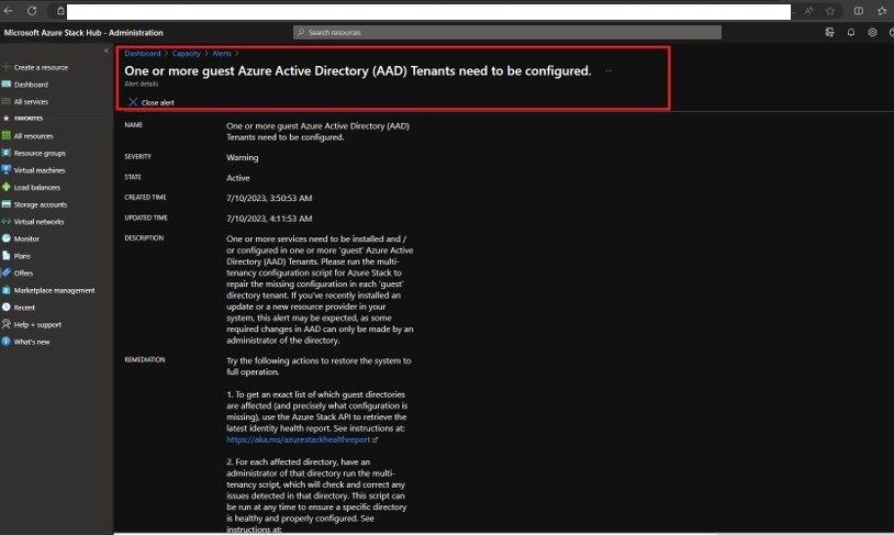 Pne ou mais tenants AAD convidados precisam ser configurados