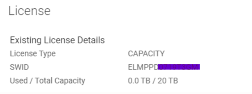 Detalhes da licença existente