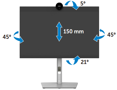 Monitor Dell P2724DEB – Neigen und Schwenken