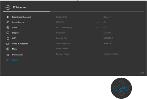 Restablecimiento de fábrica del monitor Dell P2724DEB