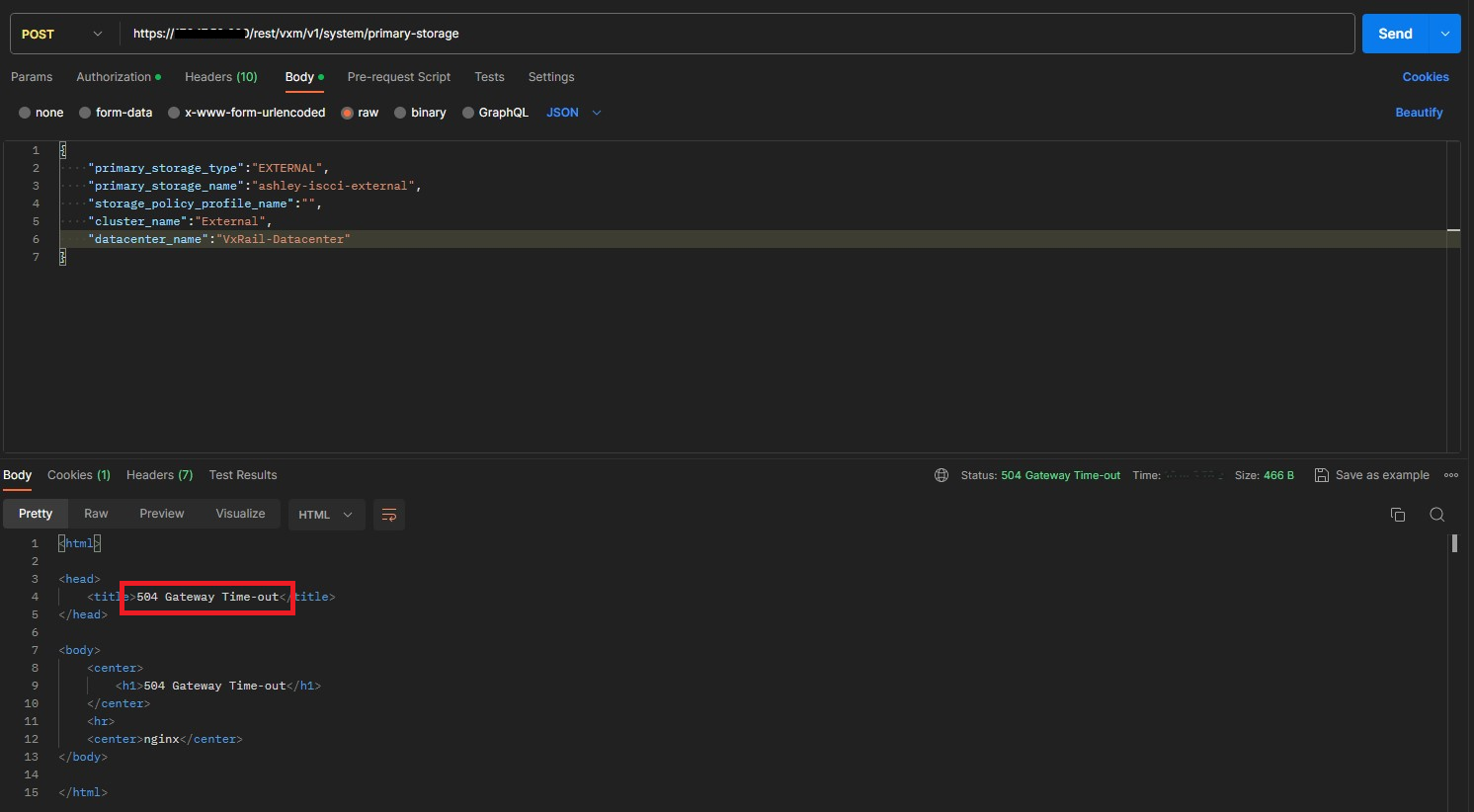 De API-aanroep hit 504 gateway time-out fout